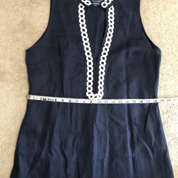 Sail to Sable Maxi Dress High Neck Slit Embroidered Navy - Picture 13 of 14